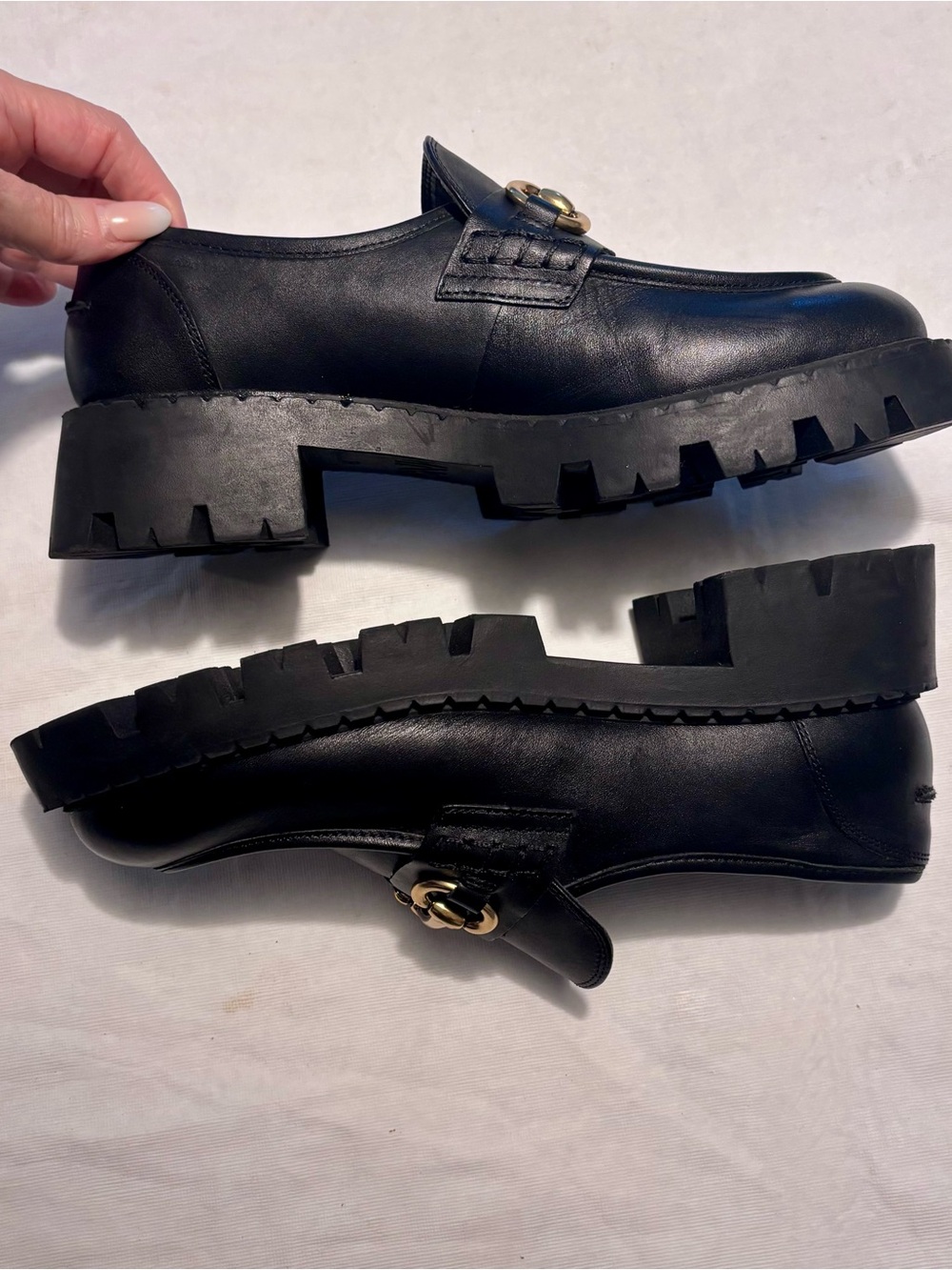 MANGO Chunky Leather Lug Sole  Horse-bit Loafers - Picture 4 of 7